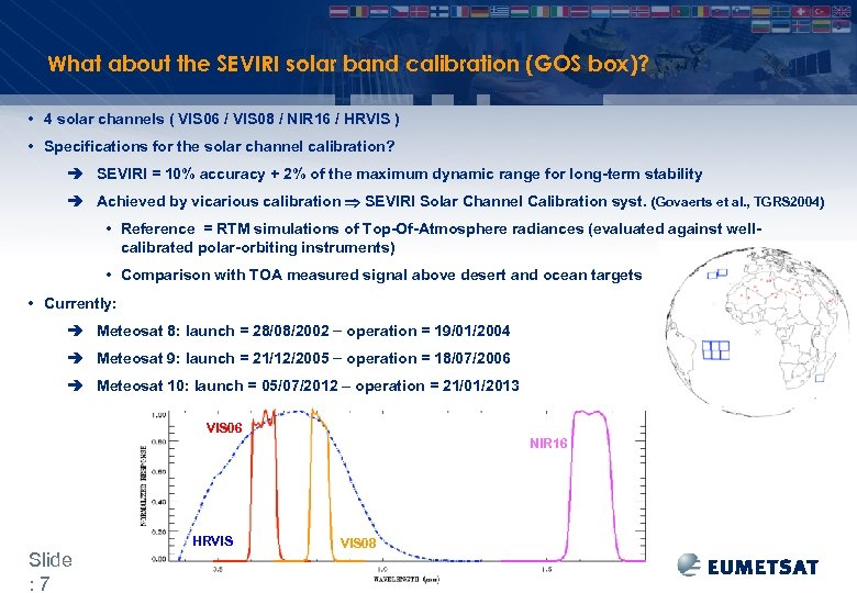 What about the SEVIRI solar band calibration (GOS box)? • 4 solar channels (