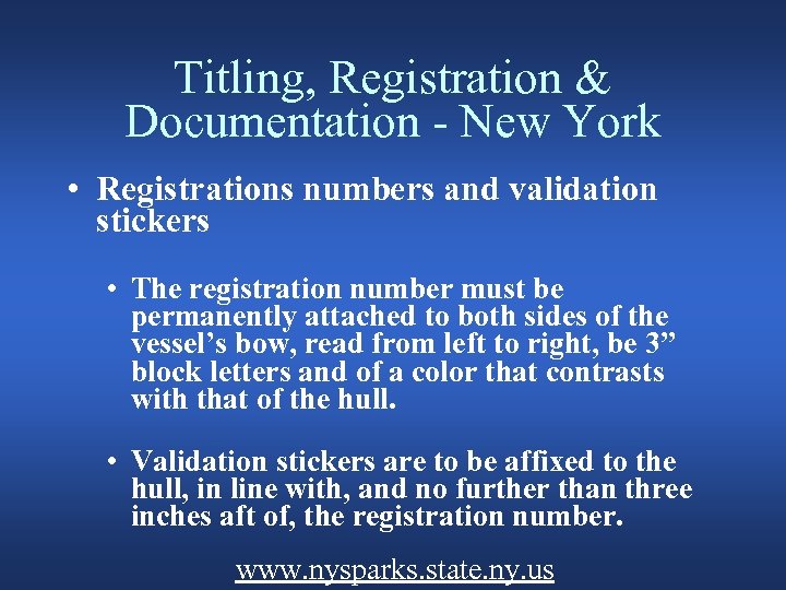 Titling, Registration & Documentation - New York • Registrations numbers and validation stickers •