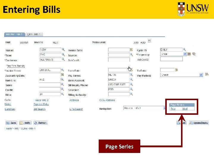 Entering Bills Page Series 