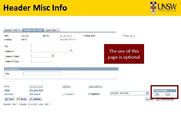 Header Misc Info The use of this page is optional 