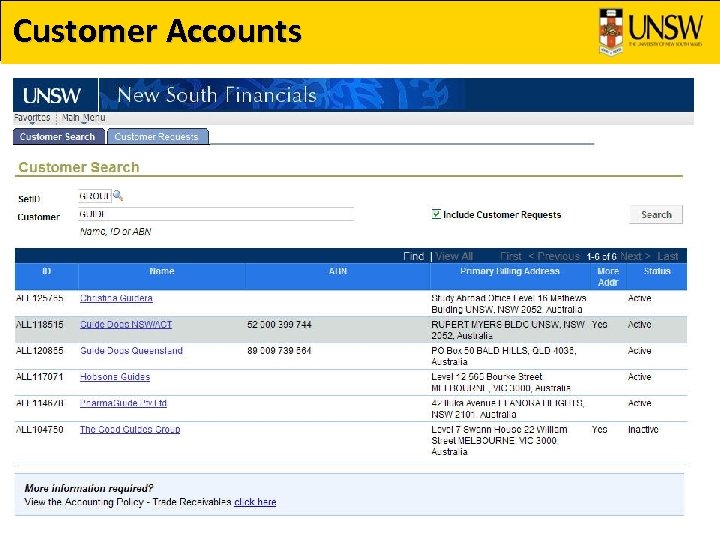 Customer Accounts 