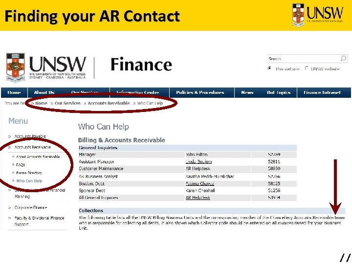 Finding your AR Contact // 