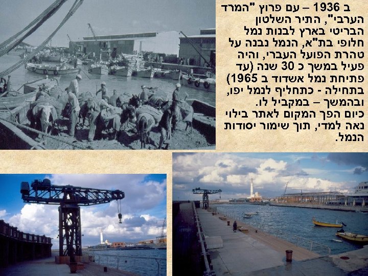  ב 6391 – עם פרוץ "המרד הערבי", התיר השלטון הבריטי בארץ לבנות נמל