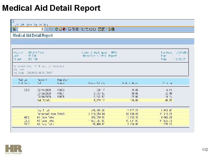 Medical Aid Detail Report 112 