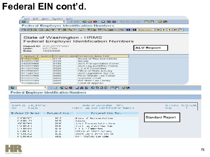 Federal EIN cont’d. 75 