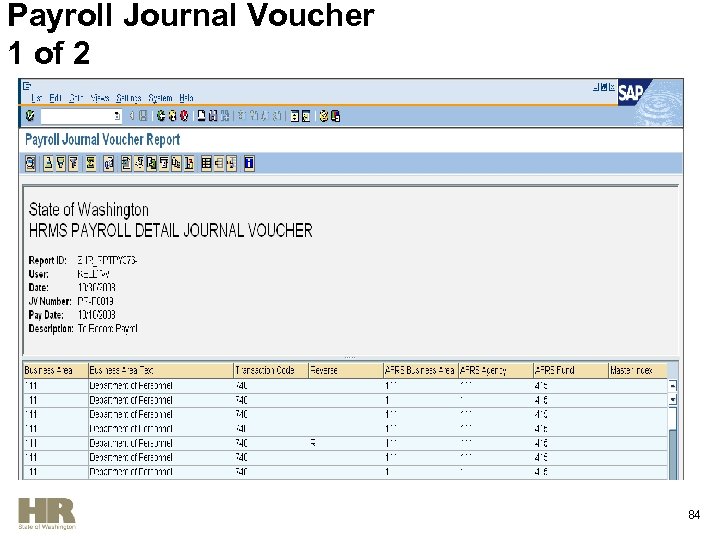 Payroll Journal Voucher 1 of 2 84 