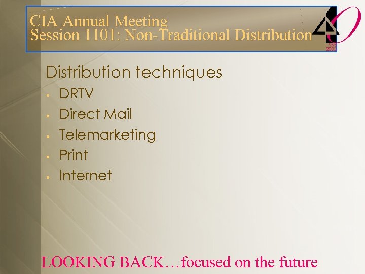 CIA Annual Meeting Session 1101: Non-Traditional Distribution techniques • • • DRTV Direct Mail