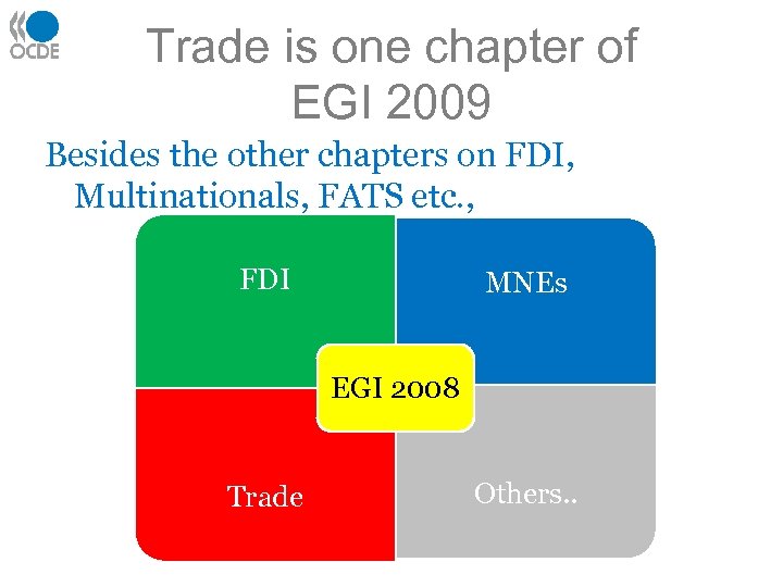 Trade is one chapter of EGI 2009 Besides the other chapters on FDI, Multinationals,