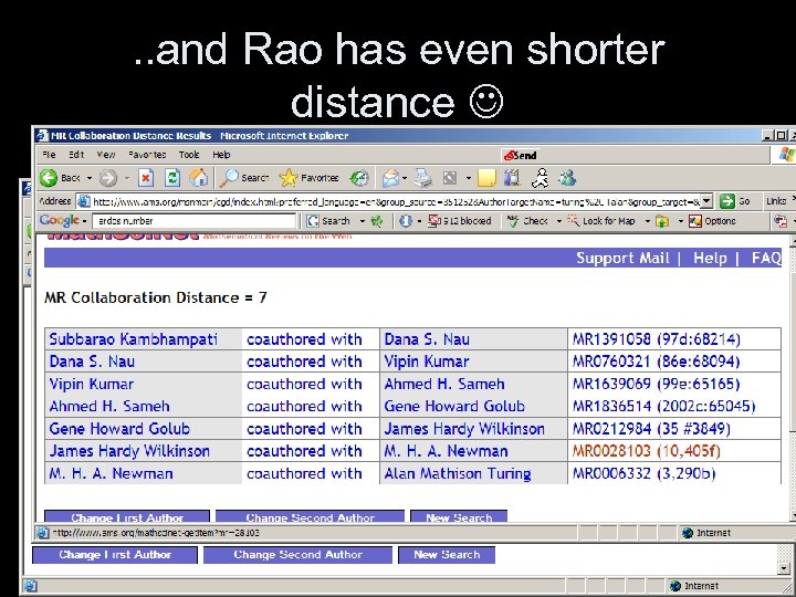 . . and Rao has even shorter distance 