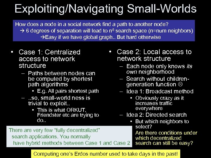 Exploiting/Navigating Small-Worlds How does a node in a social network find a path to