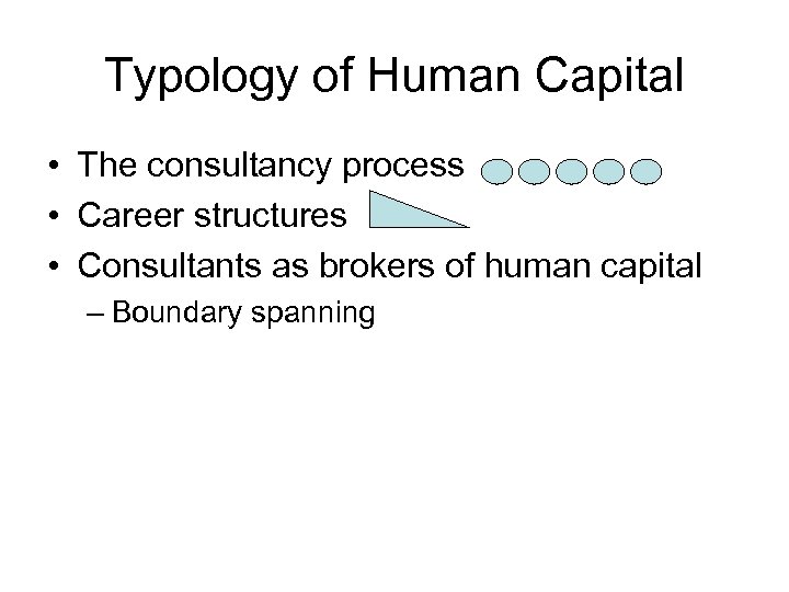 Typology of Human Capital • The consultancy process • Career structures • Consultants as
