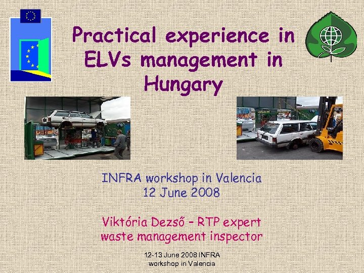 Practical experience in ELVs management in Hungary INFRA workshop in Valencia 12 June 2008