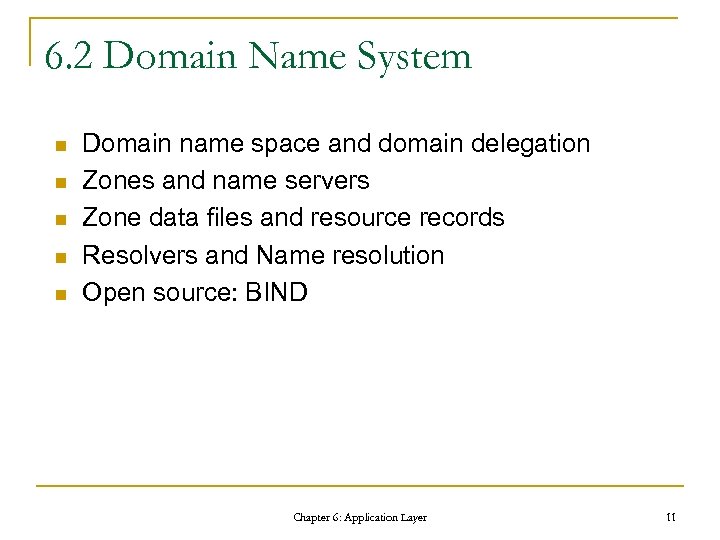 6. 2 Domain Name System n n n Domain name space and domain delegation