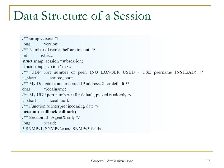 Data Structure of a Session Chapter 6: Application Layer 113 