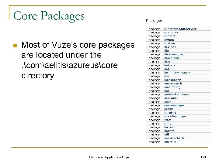 Core Packages n Most of Vuze’s core packages are located under the. comaelitisazureuscore directory