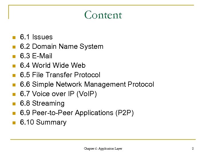 Content n n n n n 6. 1 Issues 6. 2 Domain Name System