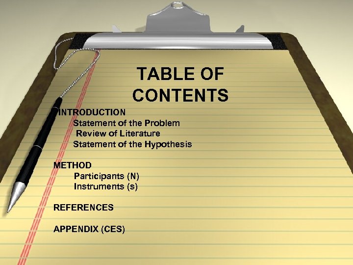 TABLE OF CONTENTS INTRODUCTION Statement of the Problem Review of Literature Statement of the