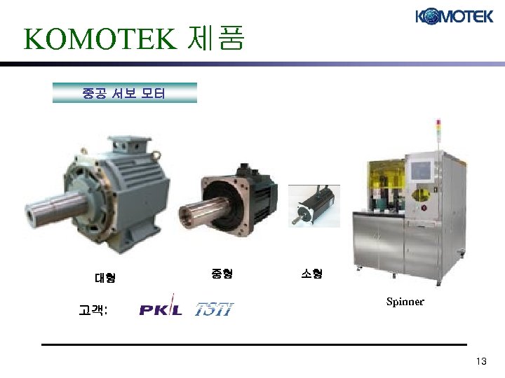 KOMOTEK 제품 중공 서보 모터 대형 고객: 중형 소형 Spinner 13 