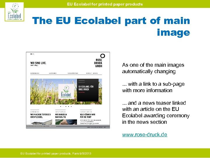 EU Ecolabel for printed paper products The EU Ecolabel part of main image As