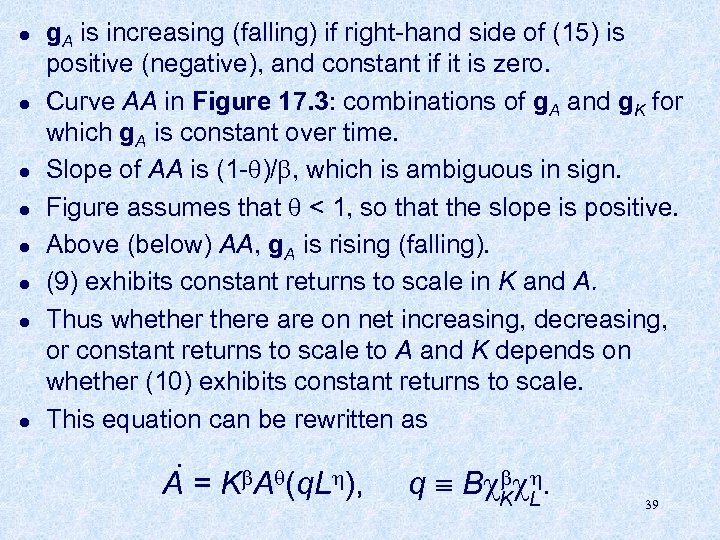 l l l l g. A is increasing (falling) if right-hand side of (15)