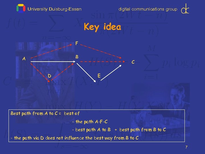 University Duisburg-Essen digital communications group Key idea F B A D C E Best
