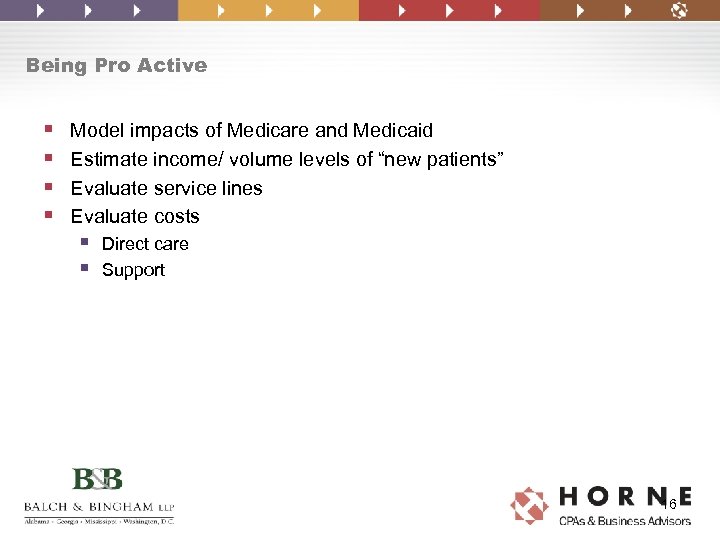 Being Pro Active § § Model impacts of Medicare and Medicaid Estimate income/ volume