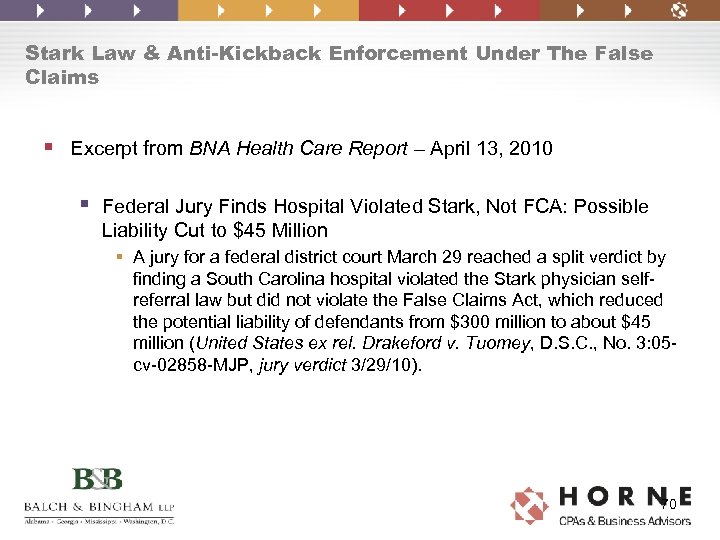 Stark Law & Anti-Kickback Enforcement Under The False Claims § Excerpt from BNA Health