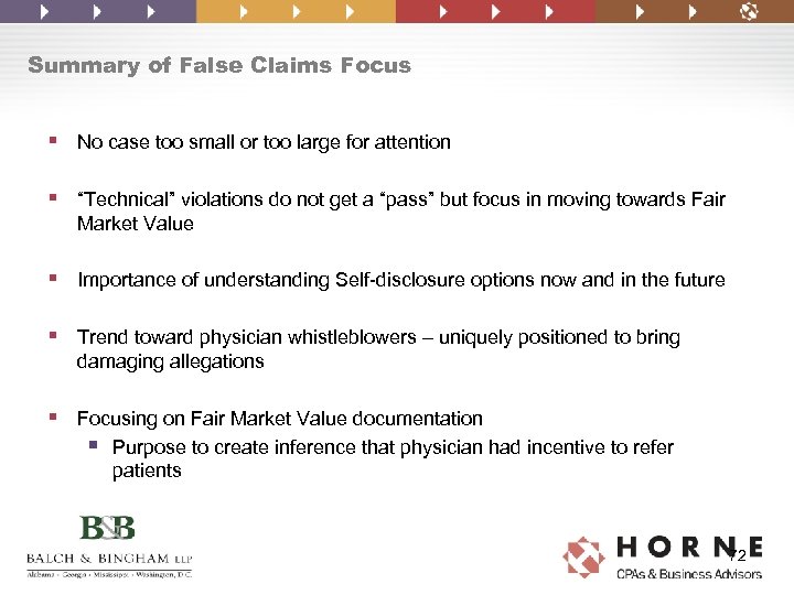 Summary of False Claims Focus § No case too small or too large for