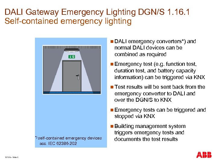 DALI Gateway Emergency Lighting DGN/S 1. 16. 1 Self-contained emergency lighting n DALI emergency