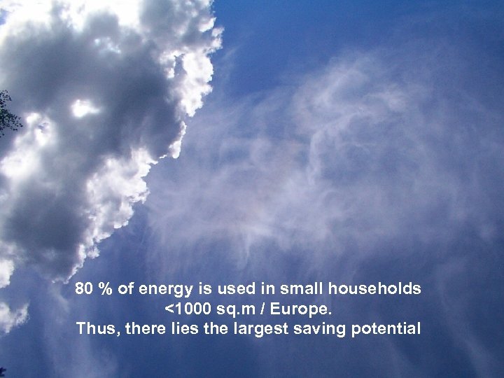 80 % of energy is used in small households <1000 sq. m / Europe.