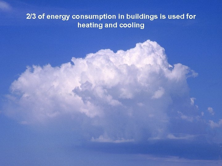 2/3 of energy consumption in buildings is used for heating and cooling 