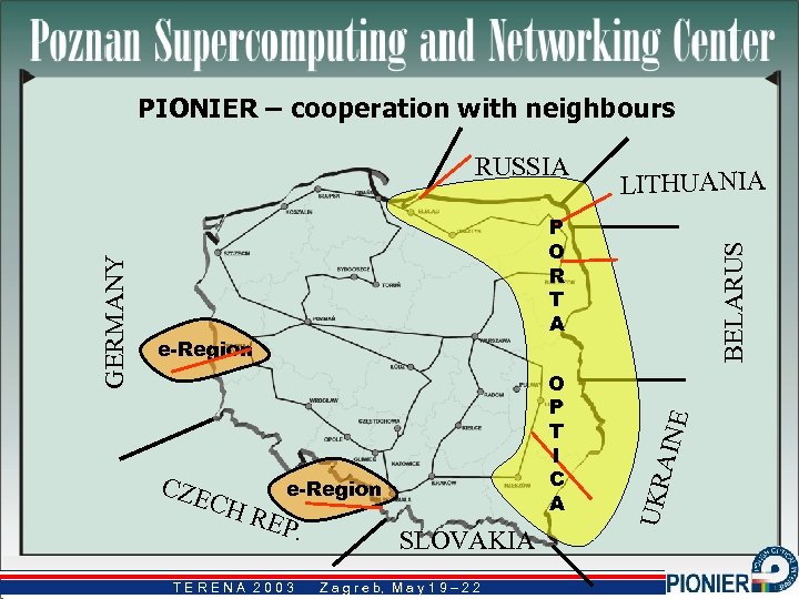 PIONIER – cooperation with neighbours e-Region CH REP. TERENA 2003 SLOVAKIA Z a g