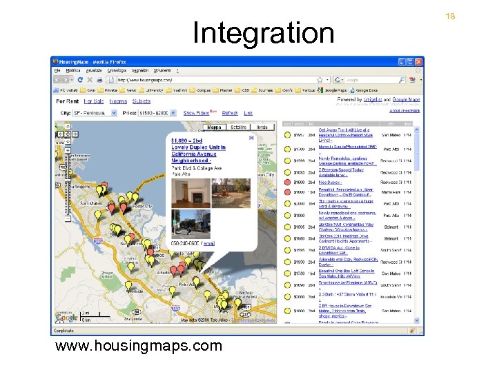 Integration www. housingmaps. com 18 