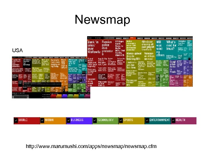 Newsmap USA Canada http: //www. marumushi. com/apps/newsmap. cfm 