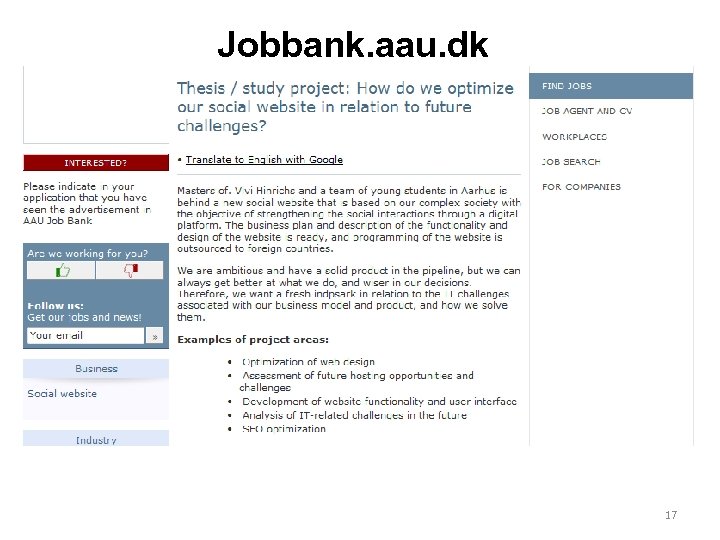 Jobbank. aau. dk 17 