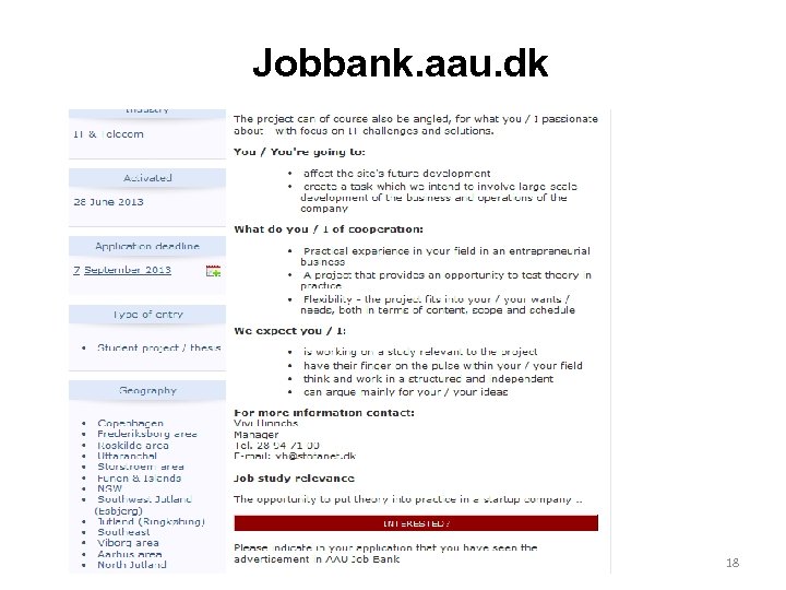 Jobbank. aau. dk 18 