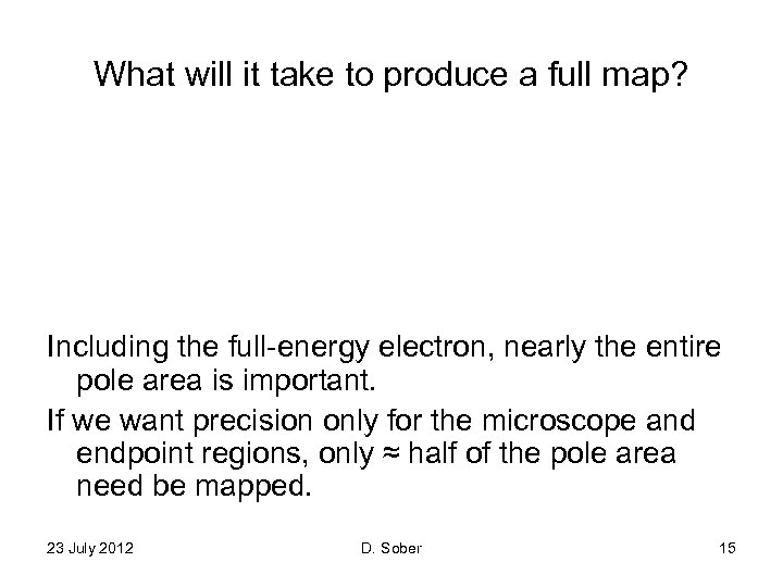 What will it take to produce a full map? Including the full-energy electron, nearly