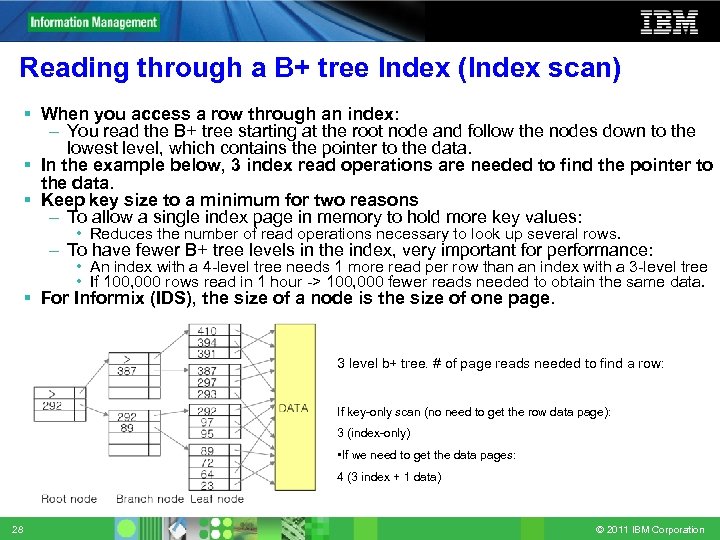 Reading through a B+ tree Index (Index scan) When you access a row through