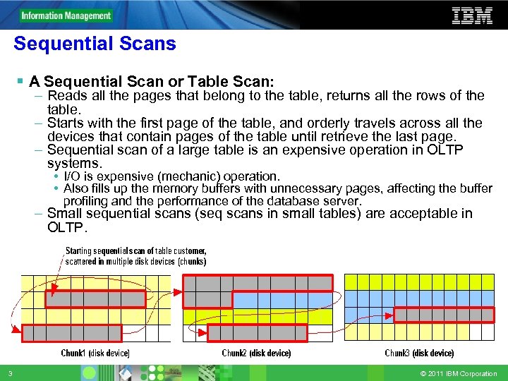 Sequential Scans A Sequential Scan or Table Scan: – Reads all the pages that