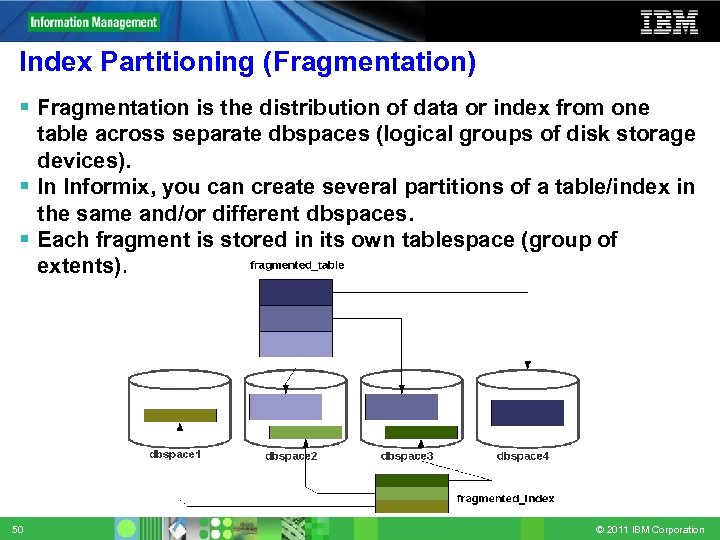 Index Partitioning (Fragmentation) Fragmentation is the distribution of data or index from one table