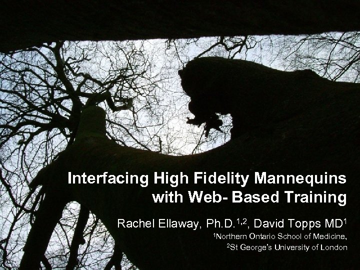 Interfacing High Fidelity Mannequins with Web- Based Training Rachel Ellaway, Ph. D. 1, 2,