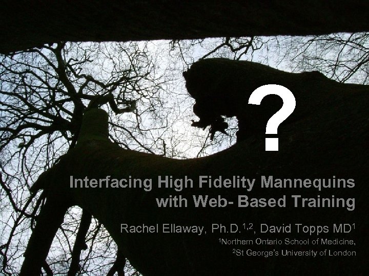 ? Interfacing High Fidelity Mannequins with Web- Based Training Rachel Ellaway, Ph. D. 1,