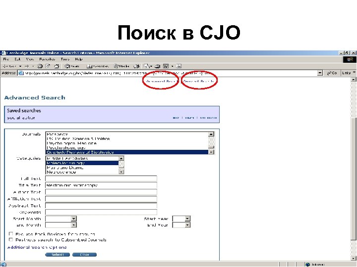 Поиск в CJO 