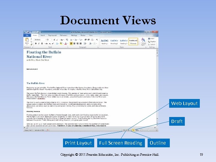 Document Views Web Layout Draft Print Layout Full Screen Reading Outline Copyright © 2011