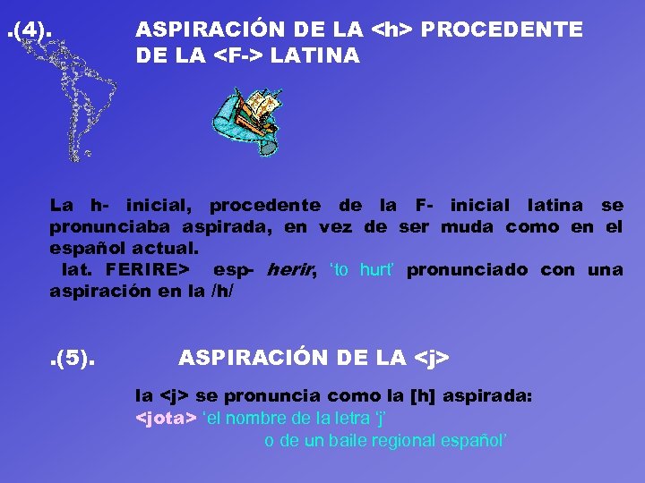 . (4). ASPIRACIÓN DE LA <h> PROCEDENTE DE LA <F-> LATINA La h- inicial,