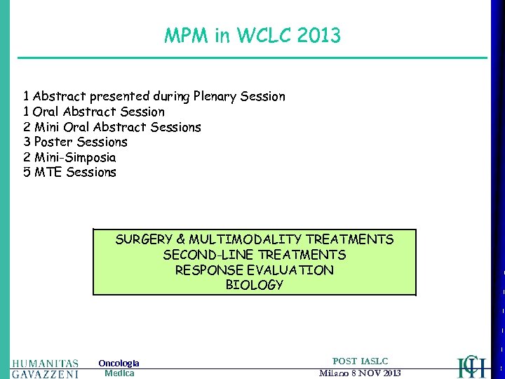 MPM in WCLC 2013 1 Abstract presented during Plenary Session 1 Oral Abstract Session