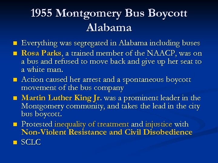 1955 Montgomery Bus Boycott Alabama n n n Everything was segregated in Alabama including