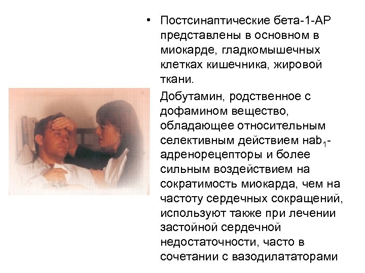  • Постсинаптические бета 1 АР представлены в основном в миокарде, гладкомышечных клетках кишечника,