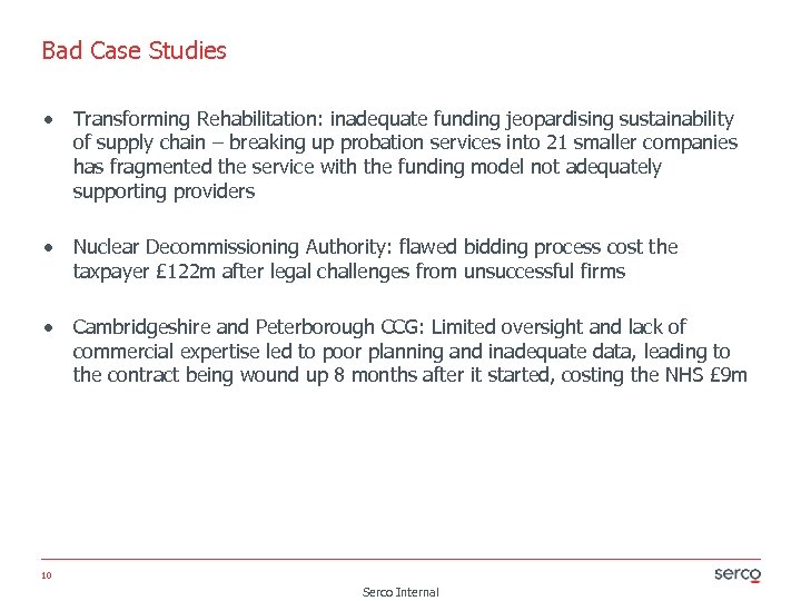Bad Case Studies Transforming Rehabilitation: inadequate funding jeopardising sustainability of supply chain – breaking