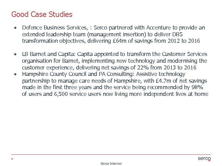 Good Case Studies Defence Business Services, : Serco partnered with Accenture to provide an